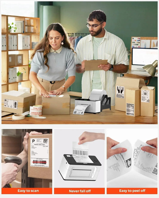 THERMAZA® 4x6 Direct Thermal Labels 100x150mm Shipping Labels Roll – No Ink, BPA Free, Compatible with Shopify, eBay, Amazon