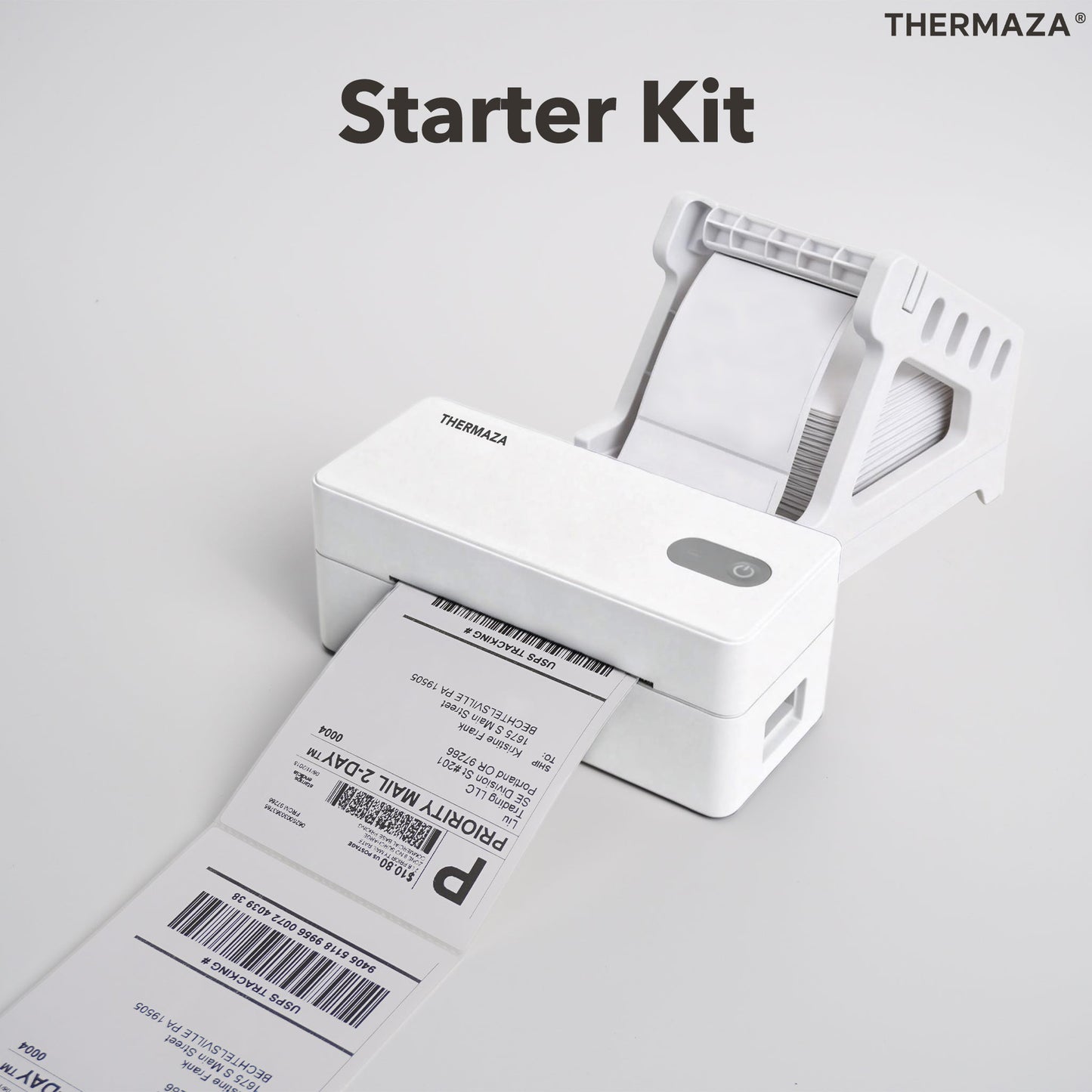 THERMAZA® D400 Thermal Label Printer Starter Kit (White)