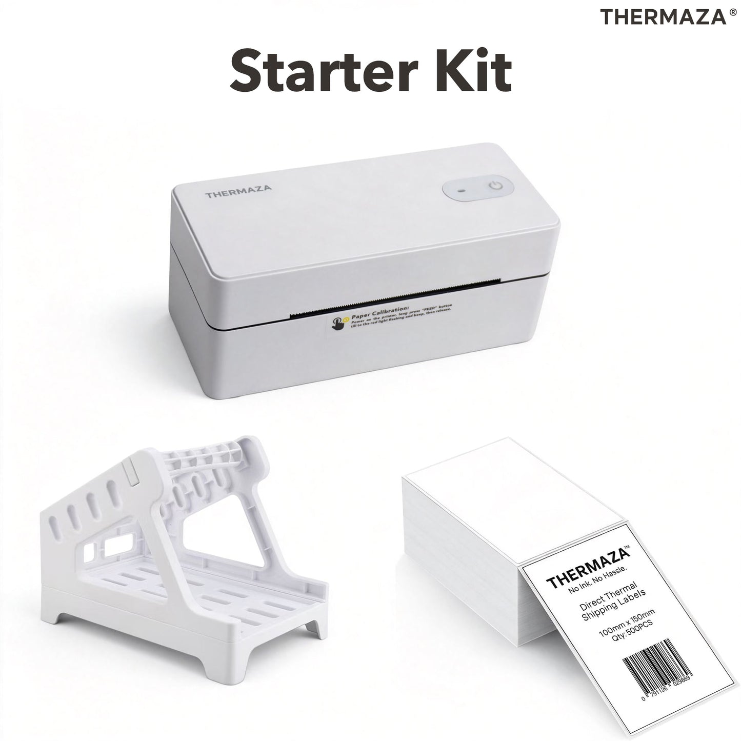 THERMAZA® D400 Thermal Label Printer Starter Kit (White)