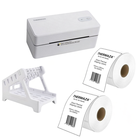 THERMAZA® D400 Thermal Label Printer Essential Kit With 1000 Roll Labels (White)