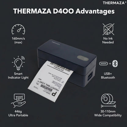 THERMAZA® D400 Thermal Label Printer Starter Kit (Black)