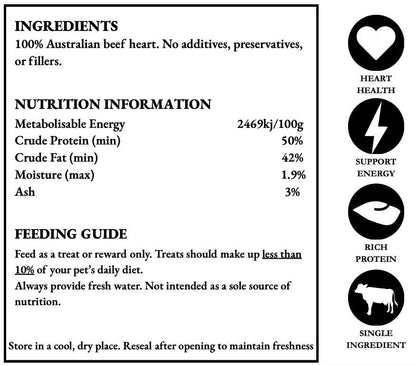 OzBite | 4*100g Freeze Dried Beef Heart For Dog Cat Treat