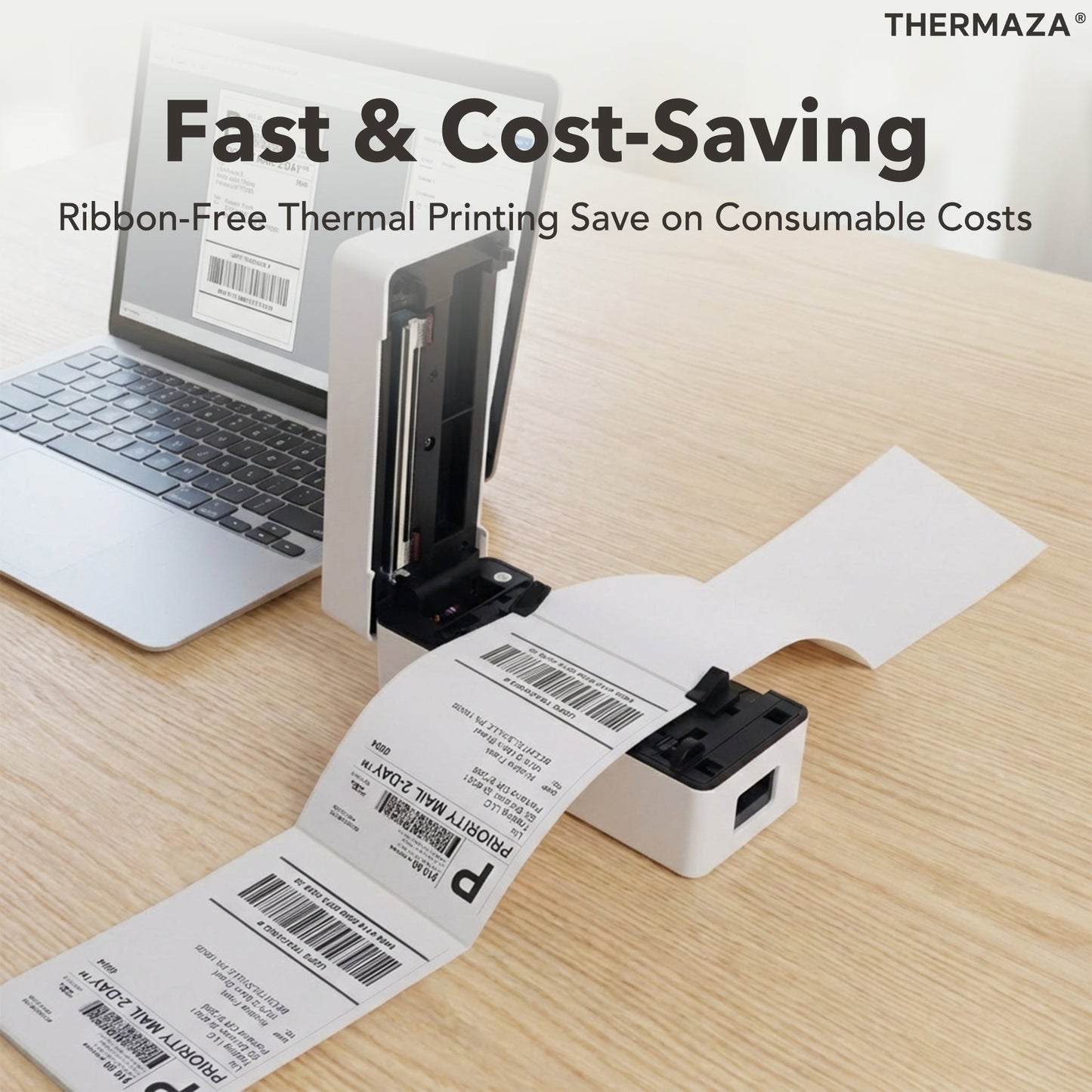 THERMAZA® D400 Thermal Label Printer Essential Kit With 1000 Fanfold Labels (White)