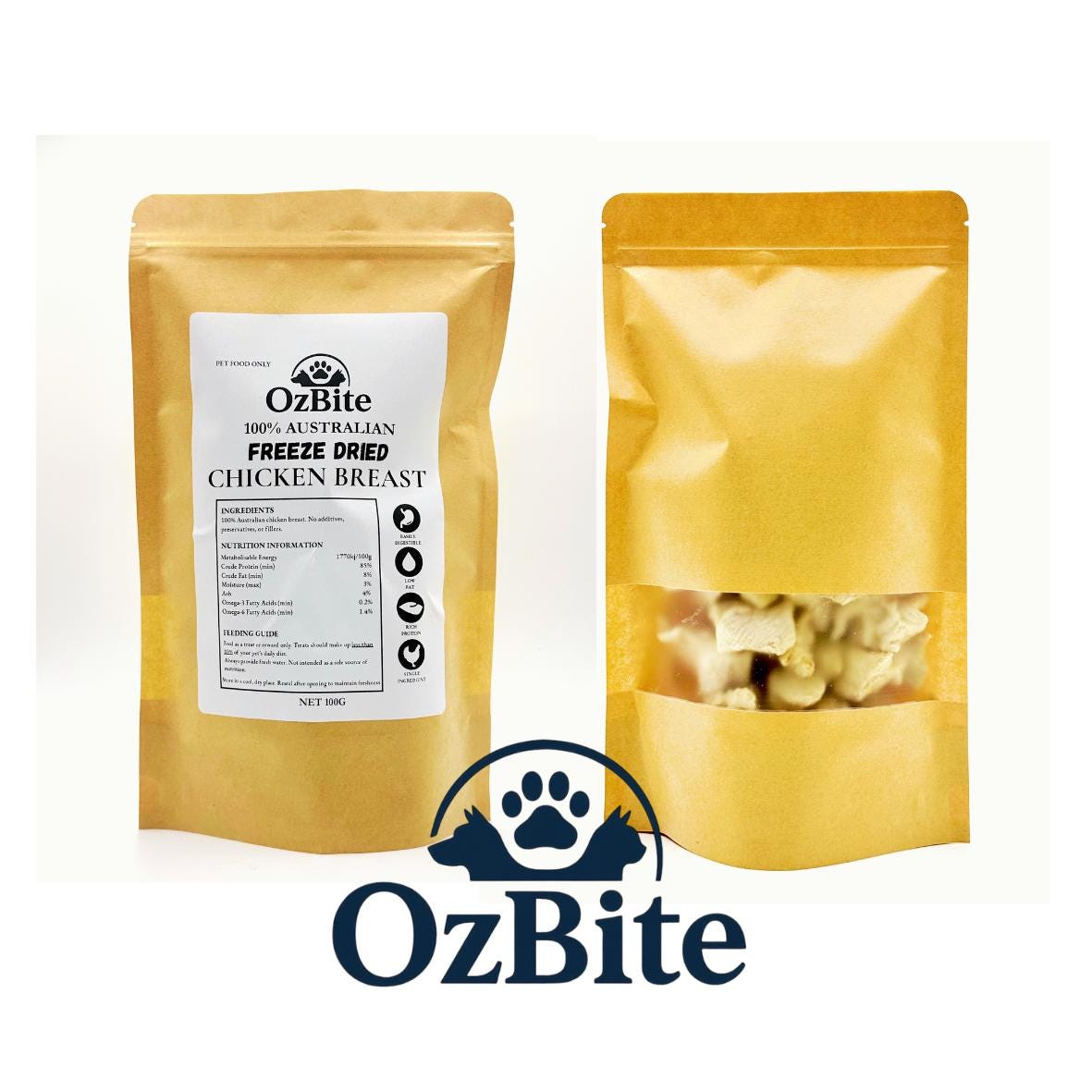 OzBite | 4*100g Freeze Dried Chicken Breast For Dog Cat Treat