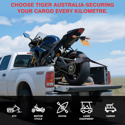 Tiger Australia Retractable Ratchet Straps 4 Pack – 25mm x 3m Tie Down Straps, 800KG Break Strength, with S-Hooks and Storage Bag, for Trailers, Utes, Boats, Moving