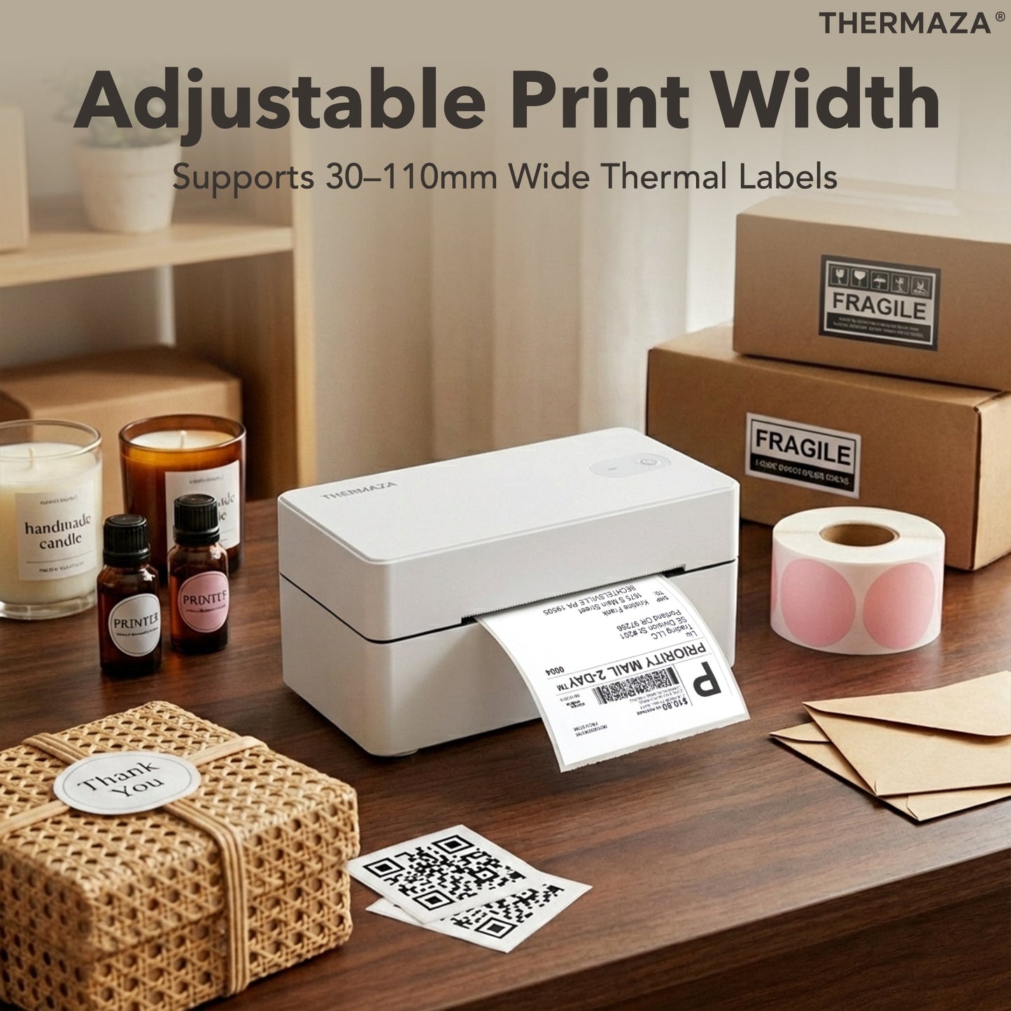 THERMAZA® D400 Thermal Label Printer Essential Kit With 1000 Fanfold Labels (White)