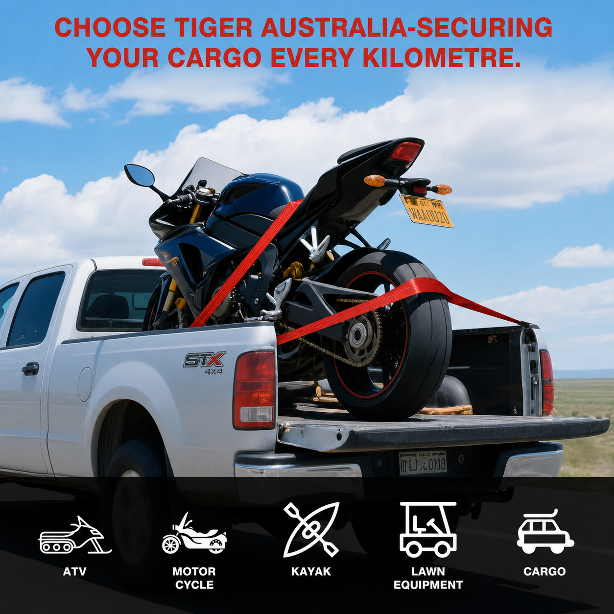 Tiger Australia 50mm x 4.5m Heavy Duty Retractable Ratchet Straps with Soft Loops 2-Pack(Red Limited Edition)