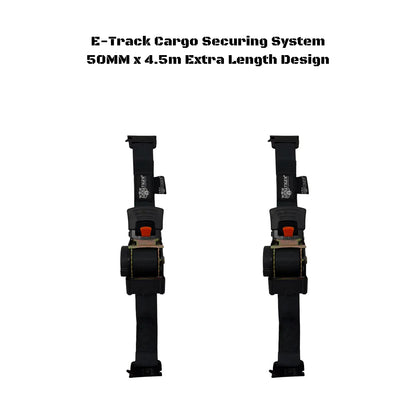 50mm x 4.5m Retractable E-Track Ratchet Straps-New Release Stainless Steel Spring Design