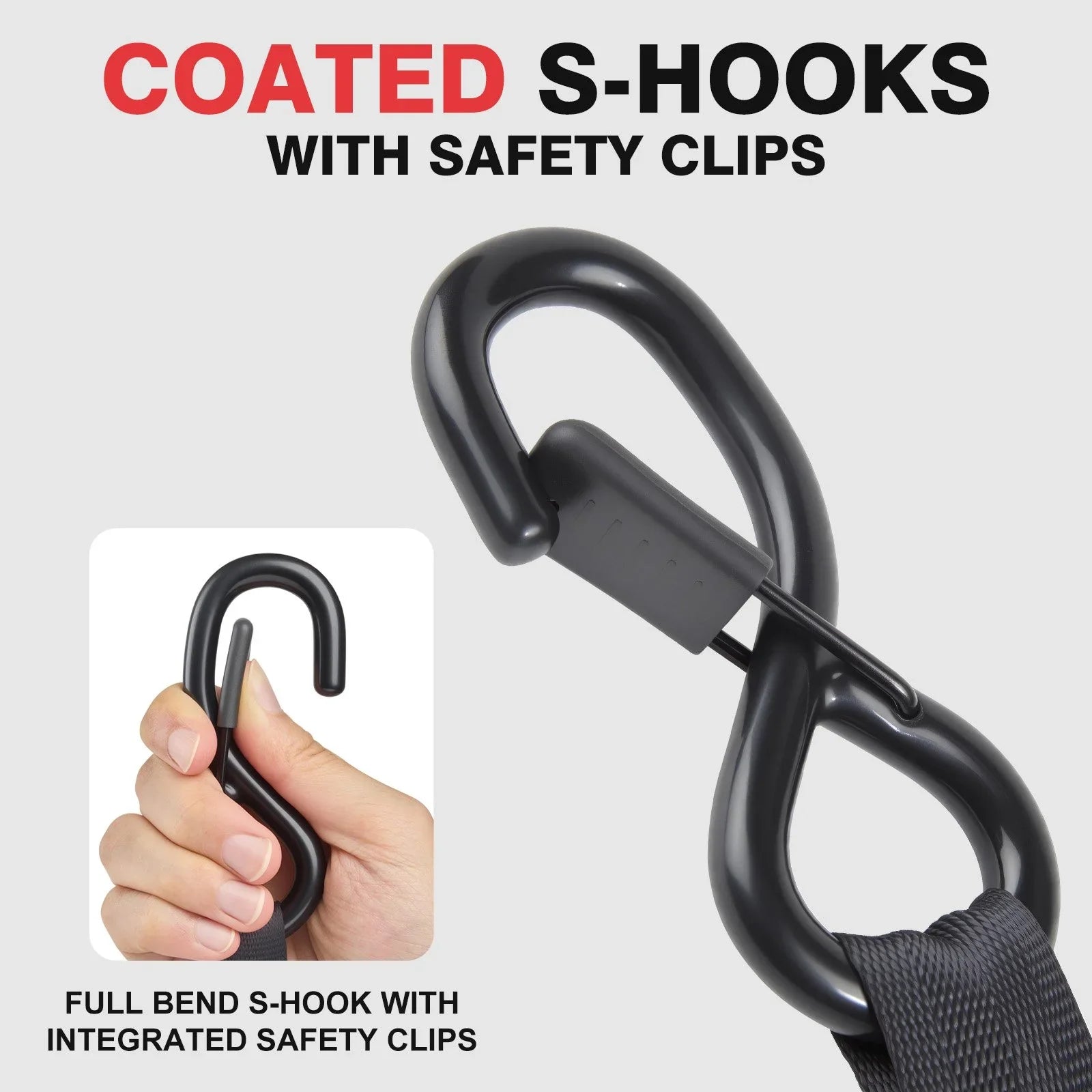 25mm × 4.5m New Auto Slow-Retracting Design Ratchet Straps 4-Pack