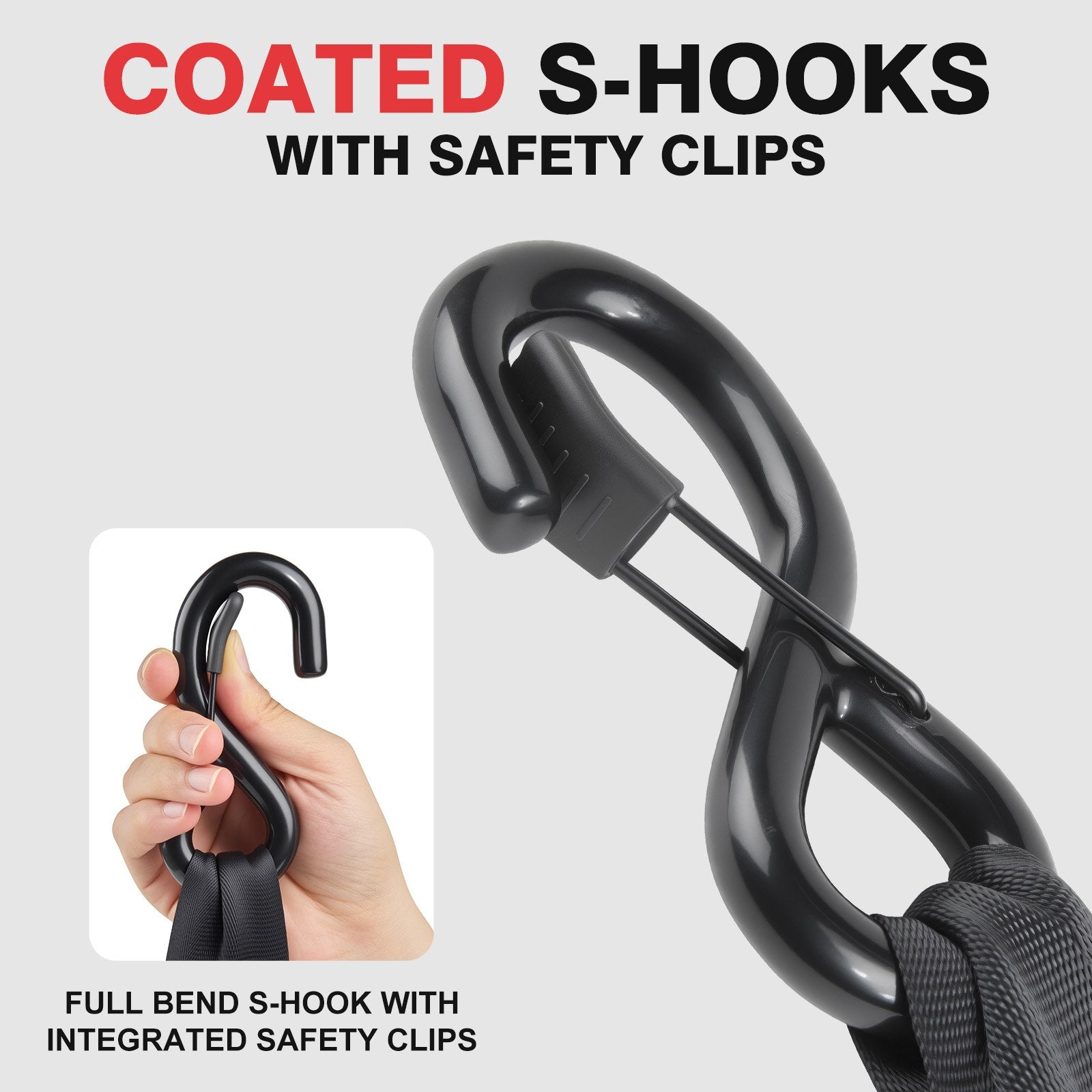 50mm × 3m New Auto Slow-Retracting Design Ratchet Straps 4-Pack