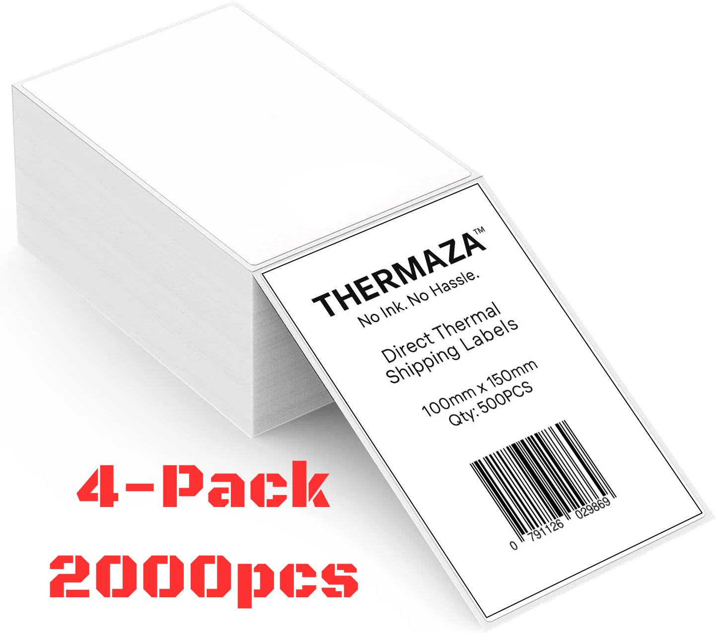 THERMAZA® 4x6 Direct Thermal Labels 100x150mm Shipping Labels FanFold – No Ink, BPA Free, Compatible with Shopify, eBay, Amazon