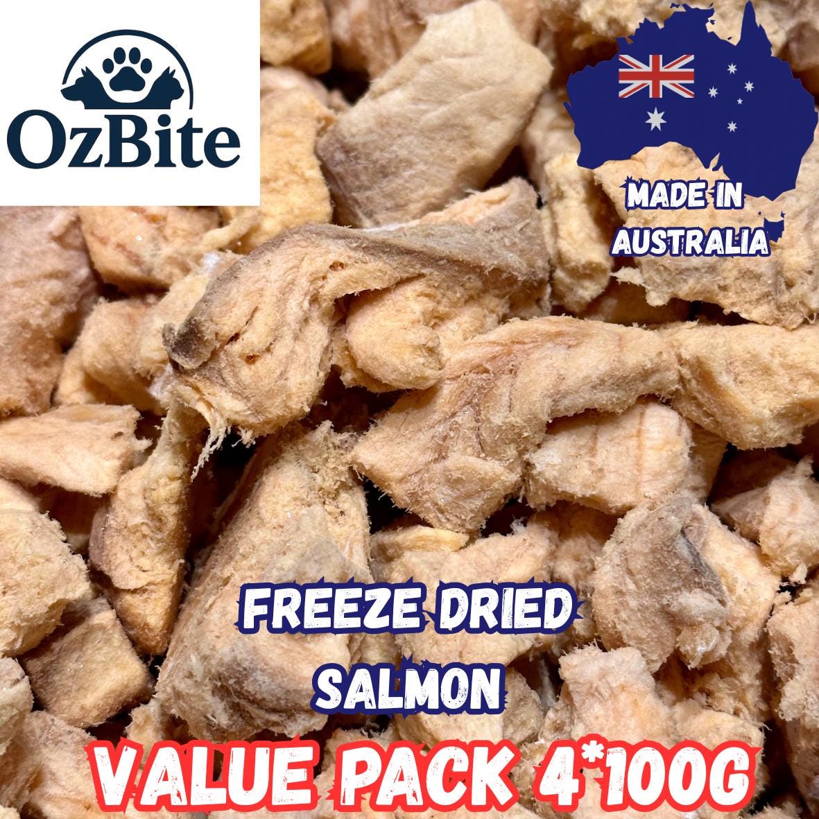 OzBite | 4*100g Freeze Dried Salmon Dog Cat Treat
