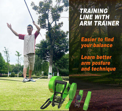Slackline Kit 50mmx22.5 m with Training Line, Ratchet, Tree Protectors and Bag – Complete Balance Training Set for Backyard or Outdoor Fun