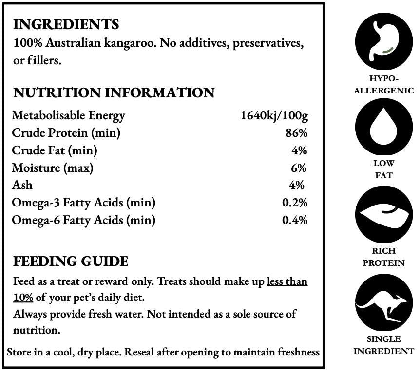 OzBite | 4*100g Freeze Dried Kangaroo For Dog Cat Treat