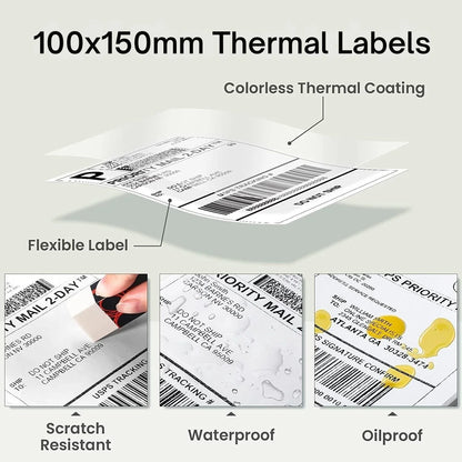 THERMAZA® 4x6 Direct Thermal Labels 100x150mm Shipping Labels FanFold – No Ink, BPA Free, Compatible with Shopify, eBay, Amazon