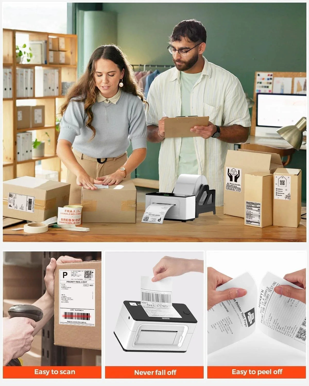 THERMAZA® 4x6 Direct Thermal Labels 100x150mm Shipping Labels Roll – No Ink, BPA Free, Compatible with Shopify, eBay, Amazon