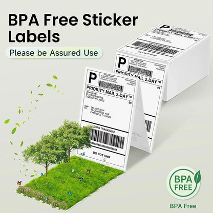 THERMAZA® 4x6 Direct Thermal Labels 100x150mm Shipping Labels FanFold – No Ink, BPA Free, Compatible with Shopify, eBay, Amazon